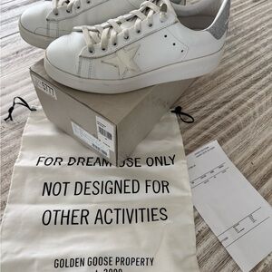 Golden Goose White Sneakers with Gray Soles